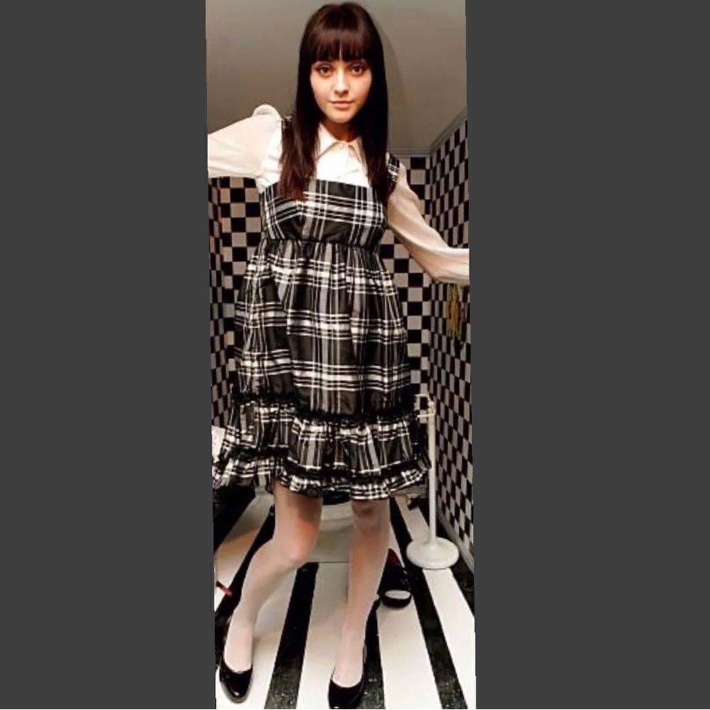 Alice + Olivia Black plaid taffeta Tank dress C26